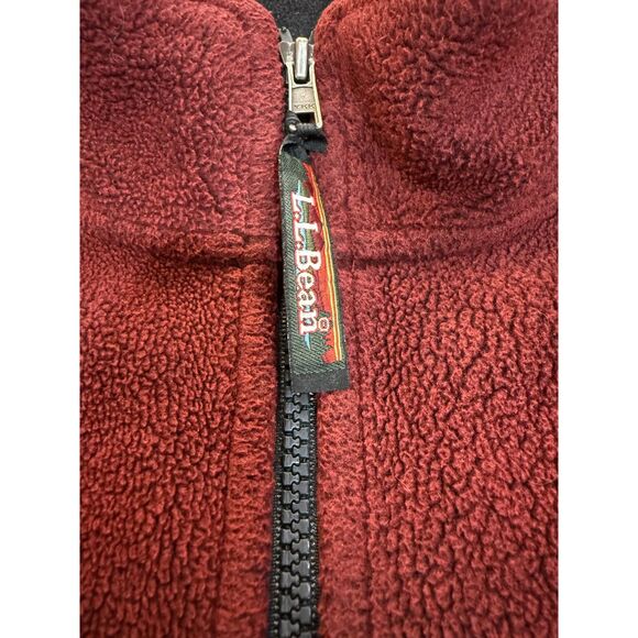 L.L.Bean Double Fleece Jacket Red Black Sherpa Outdoor Hiking Warm Zip Front XL - Picture 8 of 11